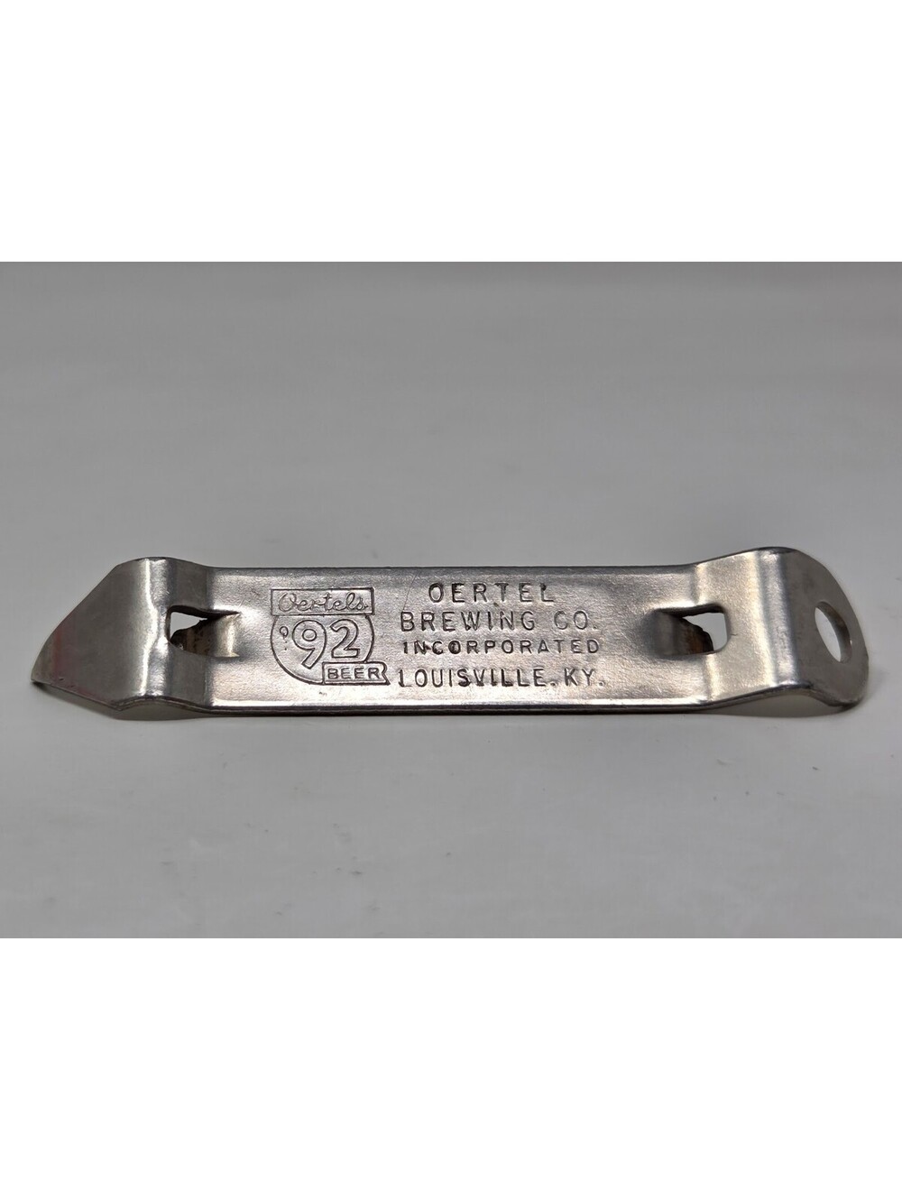Vintage Oertels 92 Beer Metal Bottle Opener Louisville KY Brewery Advertising